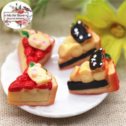 Bear strawberry cake 10PCS 18x13mm Resin Flatback Cabochon Miniature Food Art Supply Decoration Charm Craft