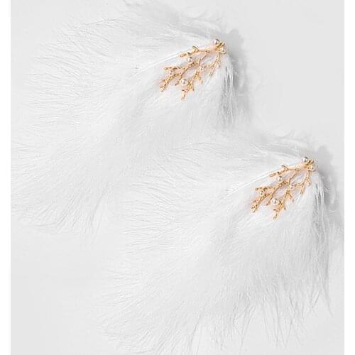 Fashion Jewelry Pearls Branch White Feather Hairpin Wedding Dress Photo Headpiece Feather Barrette Hairgrip 2pcs/set