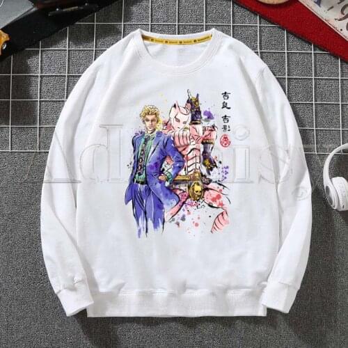 Jojo Bizarre Adventure Men Hoodies Autumn Hooded Sweatshirt Men Hip Hop Hoodie for Men Classic Hoody Pullover Tops White