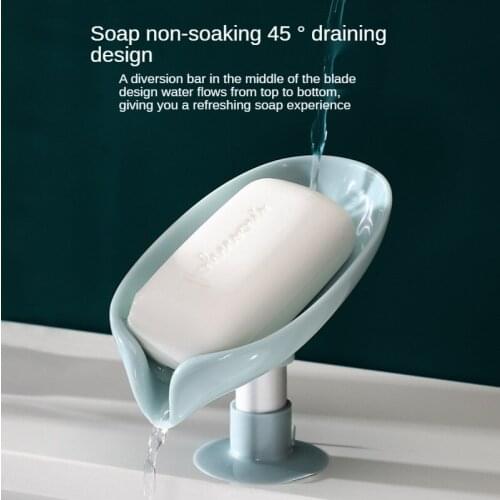 Leaf Shape Soap Box Drain Soap Holder Box Bathroom Shower Soap Holder Sponge Storage Plate Tray Bathroom Supplies Bathroom Gadge