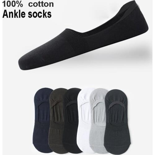 6 Pairs New Mens Ankle Socks Invisible Sock Cotton Deodorant Breathable Thin Boat Non-slip Silicone Socks Large Size 43-46 Hot