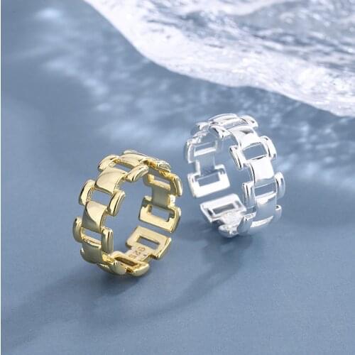 2021 New Gold Silver Color Plating Chain Shape Rings For Women Men Vintage Gothic Chunky Hip Hop Ring Antique Jewelry Accessory