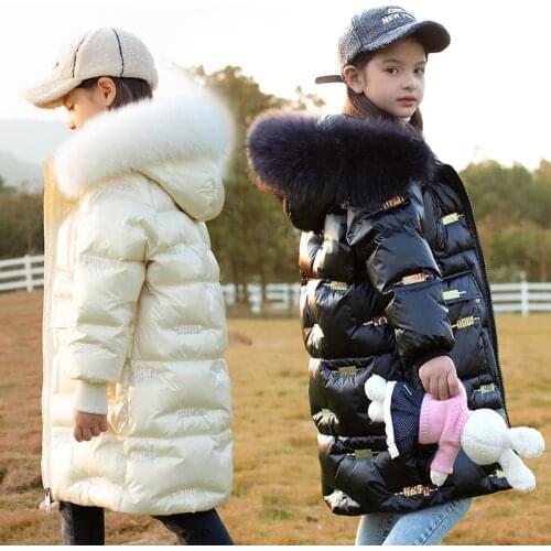 OLEKID 2021 Winter Jacket For Girls Thick Warm Waterproof Girl Shiny Down Jacket 5-14 Years Kids Teenager Parka Outerwear Coat