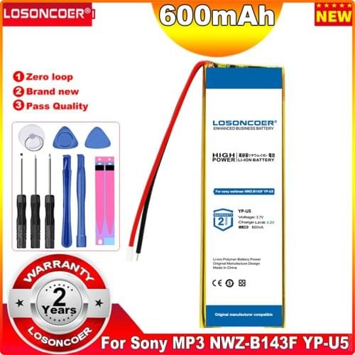 Original LOSONCOER 600mAh Polymer Li-ion Battery For Sony Walkman NWZ-B143F For SAMSUNG YP-U5 Battery MP3 Player
