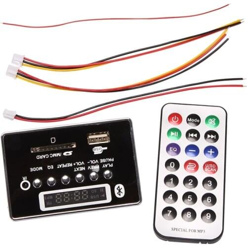 MP3 Decoder Board, DC 5V 12V Bluetooth Audio Decoder Board FM Aux Radio USB Player For Reading Songs Etc
