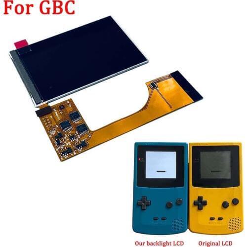 Full screen IPS Backlight LCD Kits for Nintend GBC Game Console High Light LCD screen for GBC with 6 level brightness adjustable