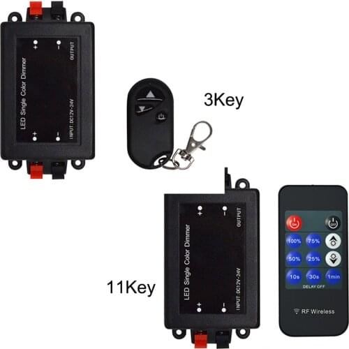 DC12-24V 6A 3Key 11Key Single Color Wireless Dimmer RF Remote Control Controller Suitable For SMD 5050 3528 LED Strip