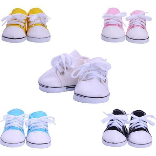 LUCKDOLL Multicolor Canvas Shoes Fit 18" American 43cm Doll Clothes Accessories, Girls Toys, Generation, Birthday Gifts