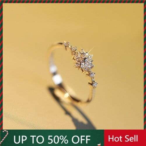 Luxury Female Flower Snowflake Ring Wedding Band Ring Promise Love Engagement Rings for Women