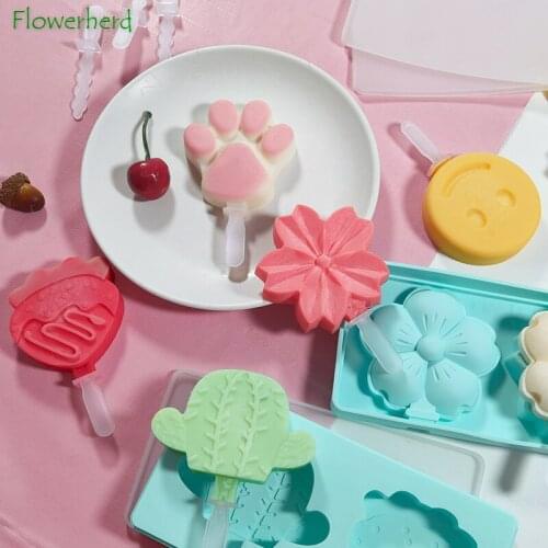 Sakura Ice Cream Silicone Mold DIY Popsicle Mold with Lid and Stick Blue Creative Foot Ice Cream Mold Ice Mold Chocolate Mold