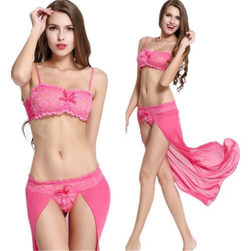 Sexy lingerie women hot sexy costumes slips Lace Perspective sexy wrapped chest + dress underwear Erotic lingerie sex Toy set