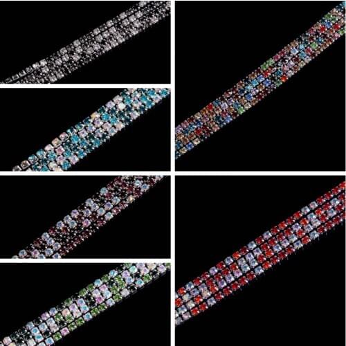 3MM Width Crystals Sewing Rhinestone Chain Sew On Rhinestones For Needlework Strass Chain With Silver Claw Glass Craft for DIY