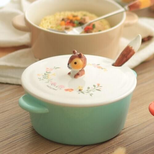 Japanese large ceramic bowl with cover cartoon rice noodle soup bowl with individual creativity household tableware water cup