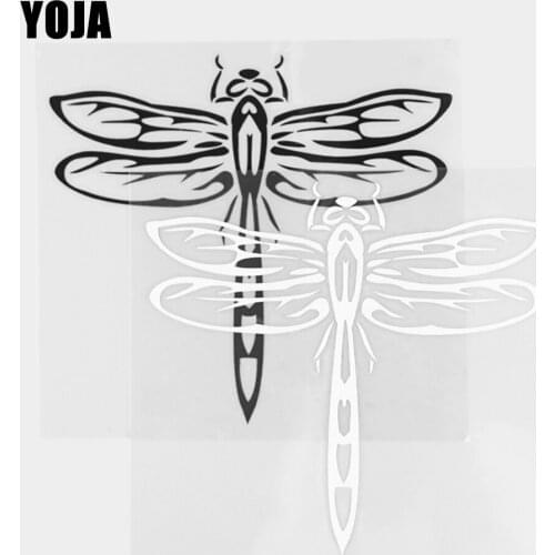 YOJA 15.7×14.4CM Vinyl Decal Cartoon Abstract Dragonfly Pattern Animals Car Stickers Black/Silver 19C-0412
