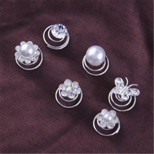 12PCS Hairpins Twist Coils Spin Pins Bridal Bridesmaid Wedding Prom Crystal Rhinestone Hair Clips Headwear Jewelry Accessories