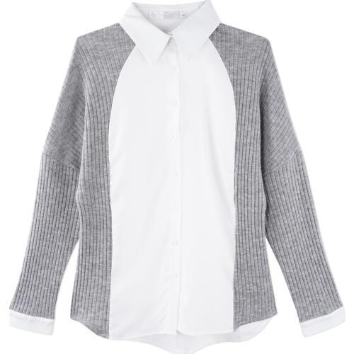 Neatie kiddie Spring Women Long Sleeve Patchwork Color Block OL Blouse Shirt Female Tops Turn-down Collar Fashion Blusas Female