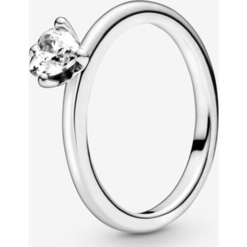 2021 New Authentic 100% S925 Sterling Silver Rings Clear Heart Solitaire Rings for Women DIY Anniversary DIY Jewelry Valentines