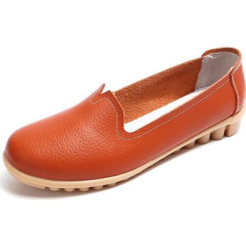 2019 Fashion Flats Genuine Leather Casual Loafers Nurse Women Shoes Woman Ladies Black Espadryle Mocasines Schoenen 41 Plus Size