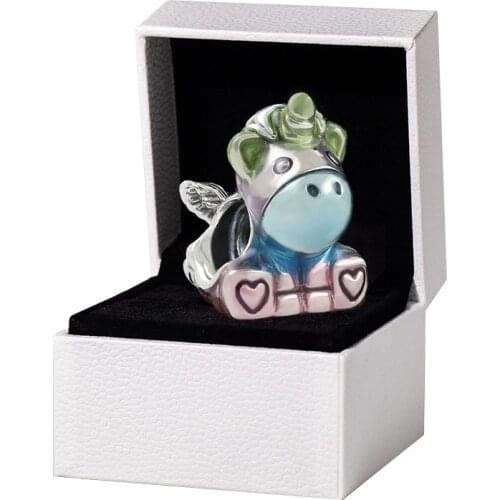 2021 New Spring Charm 925 Sterling Silver Colourful Rainbow Unicorn Charms Fit Beads Bracelets Pendant DIY For Women Jewelry