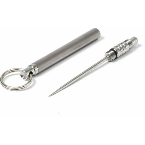 Outdoor Camping Pure Titanium Toothpick Environmentally Friendly Fruit Fork Self-defense Toothpick Keychain Survival Tools
