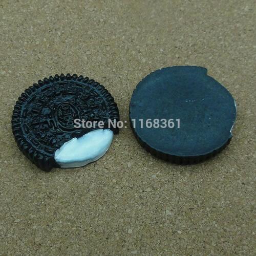 1pcs/lot resin black Oreo biscuit 26mm Cabochons Jewelry Fit Mobile Phone Hairpin Headwear DIY Accessories B103-7