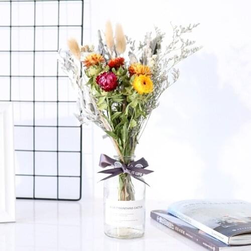 11-Type Mix Real Natural Preserved Dried FLower Bouquet Gypsophila Rose Photograph Home Desktop Office Garden Wedding Decoration