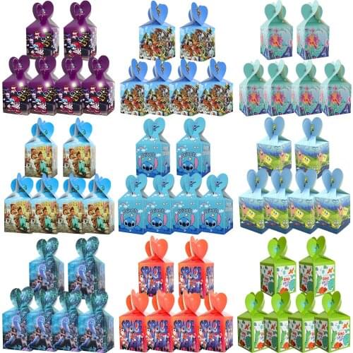 12pcs Frozen Theme Paper Candy Boxes Festival Girls Birthday Party Decoration Disposable Princess Anna Elsa Gift Boxes Supplies