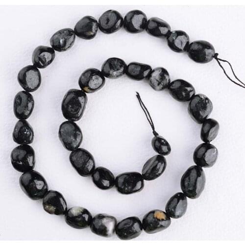 2 strands/lot Natural Top Grade Natural Black Obsidian irregular Oval Stone Beads 15"