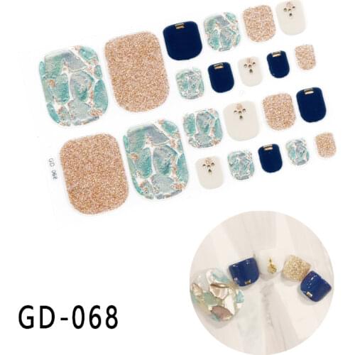 22Tips Glitter Sequins Toenail Art Stickers Japanese Style Summer Tearable Nail Wraps DIY Feet Decorations Manicure Accessories