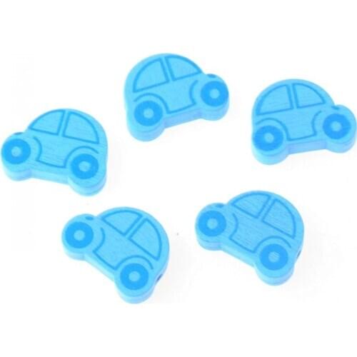 25pcs Wooden Beads Lovely Car Styles Spacer Beading Wood Beads Toys For Baby DIY Crafts Kids Toys & Pacifier Clip 25x18mm