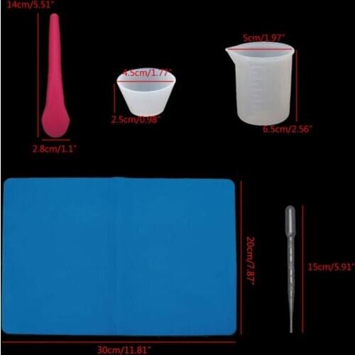 27Pcs Reusable Silicone Resin Kit 100ml Measuring Mixing Cups Stir Stick Pipette 667E