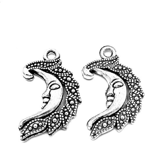 30pcs Moon charms pendant 27x17mm antique silver ornament accessories jewelry making craft base material