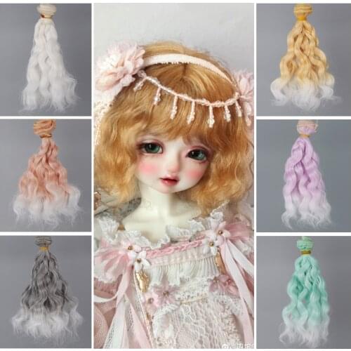 Aidolla Gradient Color Curly BJD Wig 15*100CM Imitation Wool Roll Doll Accessories High Temperature Curly Hair For DIY Dolls