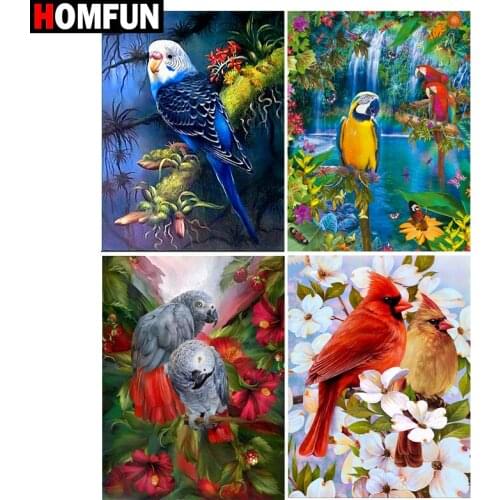 HOMFUN Diamond painting "Bird flower lake" Full Square/Round Drill Wall Decor Inlaid Resin Embroidery Craft Cross stitch