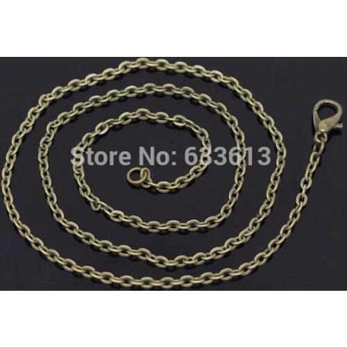 Free ship! *New* 100pcs/lot 3x2mm Antique Bronze Plated Cable Chains Link 70cm metal copper necklace diy jewelry finding