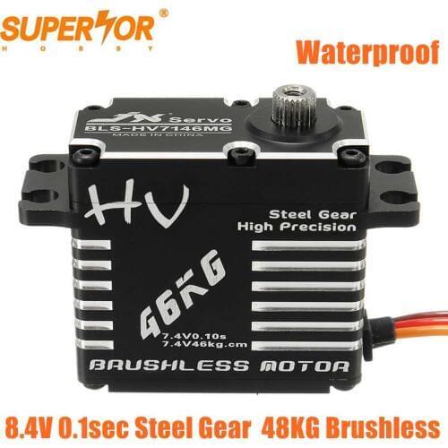 BLS-HV7146MG JX Waterproof Servo 48KG Brushless Standard 8.4V 0.1sec Steel Gear Alum 1/5 RC car truck Crawler helicopter Robot