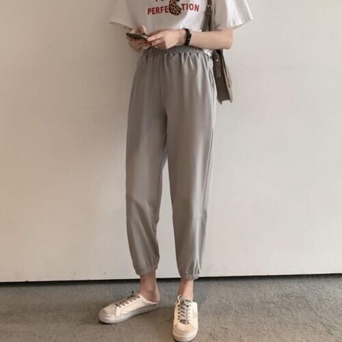 Women Pants Fashion Solid High Waist Loose Harem Pant Trousers Casual Cargo Spliced Pants Streetwear