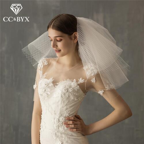 CC Hair Veil 100% Handmade Wedding Jewelry Engagement Accessories For Bridal Romantic Short Design Luxury Lace Headdress V623