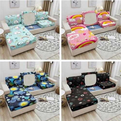 Children Sofa Seat Cover Cute Rainbow Elastic Sofa Seat Cushion Cover For Living Room Corner Sofa Slipcover Furniture Protector
