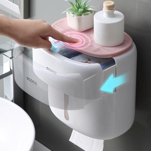 GURET Wall Mounted Waterproof Toilet Paper Holder Shelf Multifunctional Storage Box for Toilet Paper Bathroom Toilet Accessories