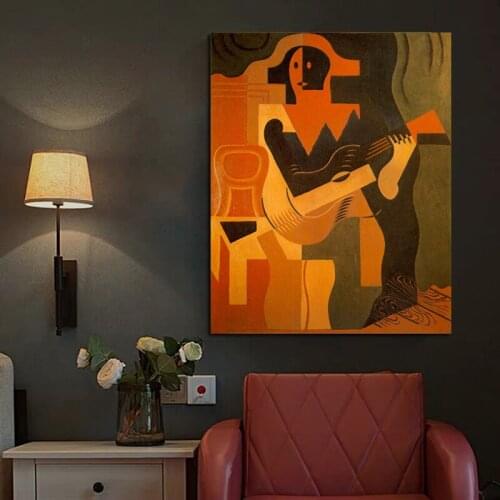 Juan Gris Harlequin With Guitar Wall Art Canvas Painting Posters Prints Modern Painting Wall Pictures For Living Room Home Decor