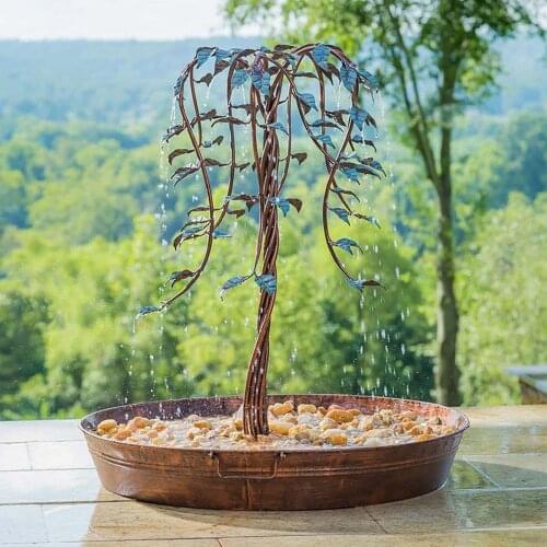 Indoor Simulation iron Tree of Life Fountain Wrought Iron Willow Waterfall Fountain Crafts Decoration 30x30x24cm