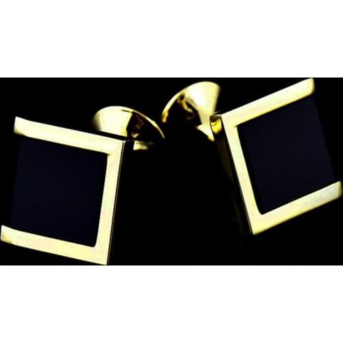 InBev Gold Black Agate Trapezoidal Cufflinks Nails Mens French Shirt Cuff Buttons Jewelry Clothing Accessories
