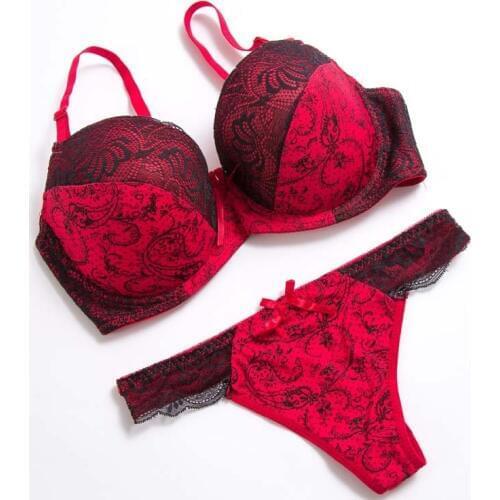 RED bra lingerie set plump push up bras for women large DD E F cup bra sexy lace bralette noble intime lingerie secret bra B3