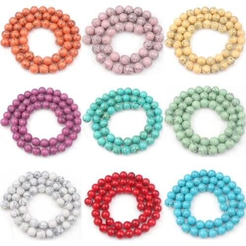 Colorful Turquoises Stone Beads Round Loose Spacer Beads For Jewelry Making DIY Handmade Bracelet Necklace 15"Inch 4/6/8/10/12mm