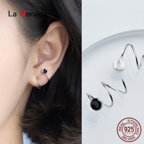 La Monada 925 Silver Hoop Earrings Spiral Round Small Silver Earring 925 Woman Fashion 925 Silver Ear Piercing Earring For Girls