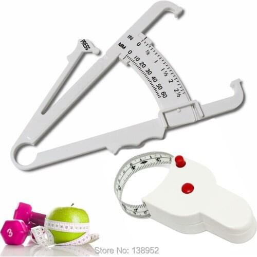 2pcs Skinfold caliper Fitness Body Tape and Body Fat Caliper Kit