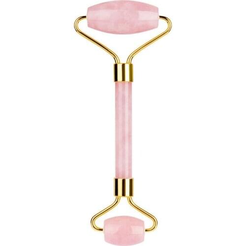 Natural rose Quartz Massager double Hand Rollers Carved Polished Crystal Massor Healing Stones Roller Gemstones For Massage