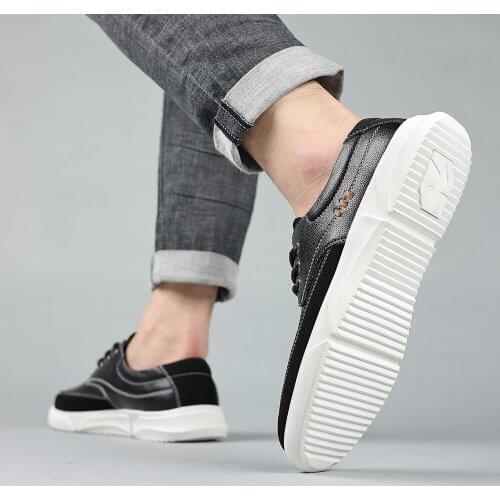 Mens Casual Genuine Leather High-quality Leisure Tooling Shoes Comfortable Inside Trend Fashion Black blue Plus Size 38-48