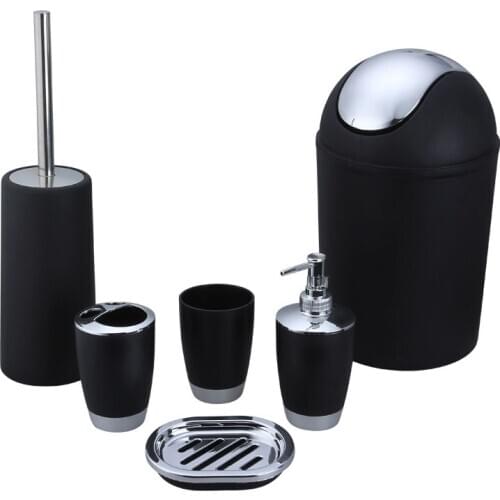 Bathroom Accessory Set Soap Dish Dispenser Bin Tumbler Toothbrush Holder 6 piece